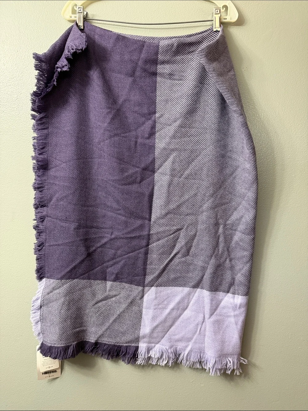 Kit & Ace Purple Gradient Fringe merino wool blend Scarf
